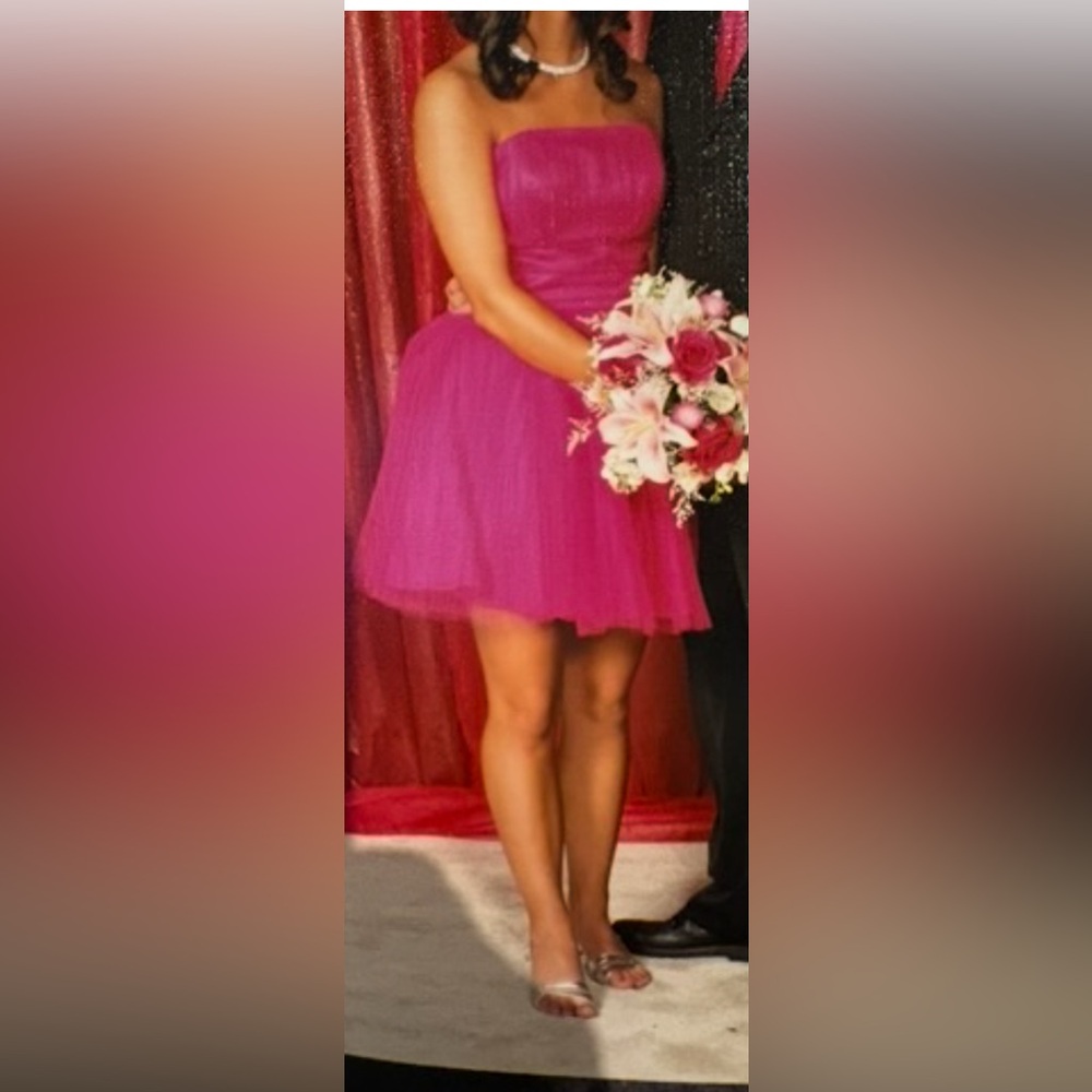 Pink Toule Dress Size 2 Short Tutu Feminine Prom Dress Formal Dress Strapless